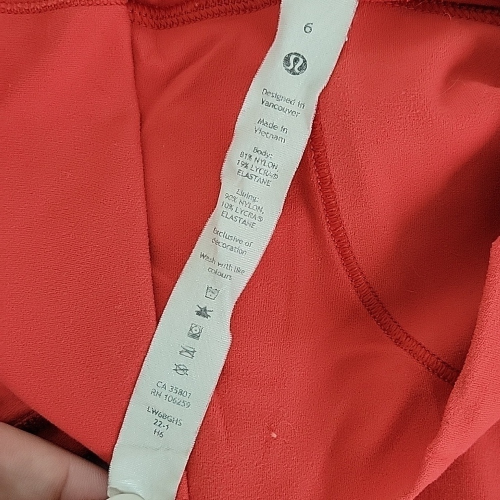 LULULEMON Coral Red Orange Yoga Crop Leggings Size 6 - Picture 7 of 8